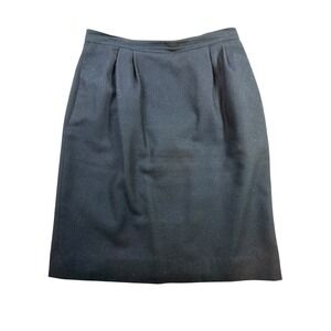 Sassco Black Pleated Wool Blend Pencil Skirt Women Size 10 Business Casual